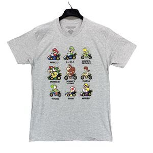 Nintendo Mario Kart T-Shirt Mens Large Gray Graphic Tee Yoshi Bowser Toad NWOT